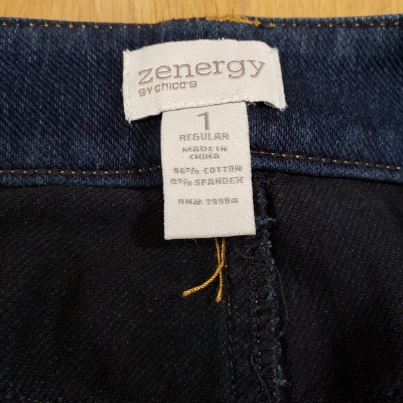 Zenergy by Chicos Women Jeans Size 1/M8 Regular Dark Blue Denim Stretch - Picture 12 of 15